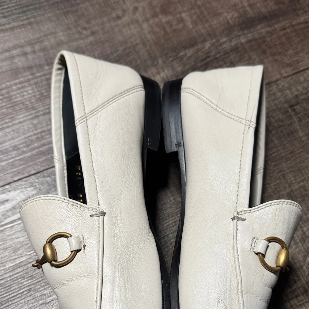 Gucci Brixton Horsebit White Leather Loafers with Gold Hardware - Picture 4 of 14
